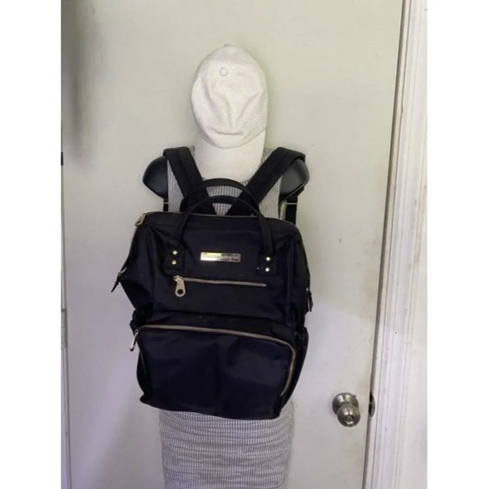 Multi Pocket Black Fabric Backpack